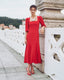 Vestido invitada midi Lara Vestido de fiesta rojo volantes